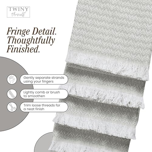 TWINY threads 12 Pack 100% Cotton Kitchen Towels, 16"x26" (Light Grey)