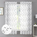 Tollpiz Grey Leaf Sheer Curtain Bedroom 38 x 63 Inches