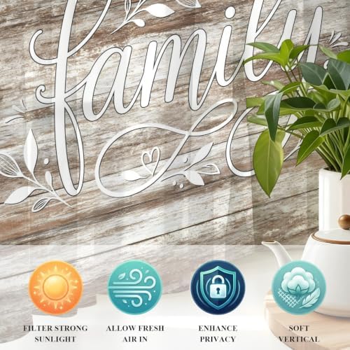 Family Sheer Curtains for Living Room 96 inch Length 2 Panels Set