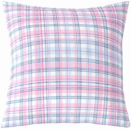 Manfei Gingham Plaid Kids Throw Pillow Cover, Blue Pink, 16"x16"