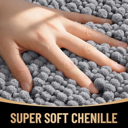 OLANLY Thick Chenille Bathroom Runner Rugs 59x24, Absorbent Bath Mat