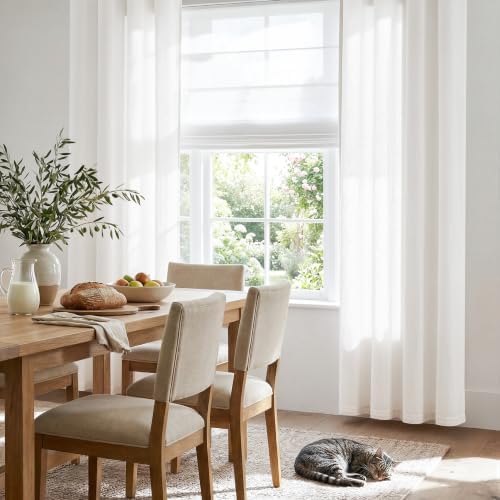 jinchan Linen Curtains 84 Inch Light Filtering Grommet 2 Panels Cream