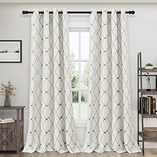Joywell Off White Linen Curtains 108 Inches Long for Living Room Grey