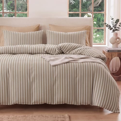 Bedbay Striped Duvet Cover Set King Size, 100% Cotton 300TC Sateen