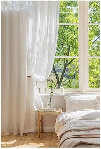 100% Linen Curtains Natural Linen Curtain Panels for Living Room/Light
