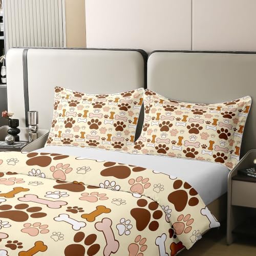 Erosebridal Cream Dog Paw Bedding Set Twin for Kids Girls Boys