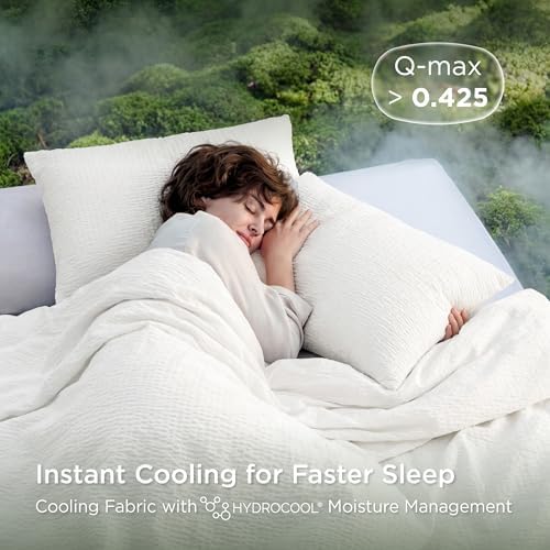 Bedsure Cooling Comforters Queen Size, White Seersucker Cool Bedding