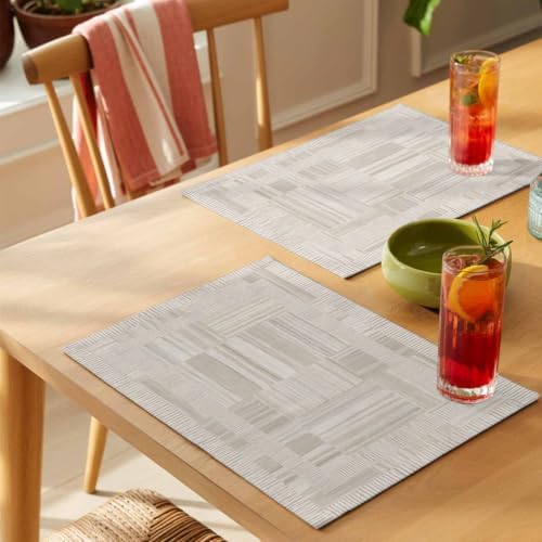 Abstract Geometric Placemats Set of 8, Cotton Linen Fabric Place Mats