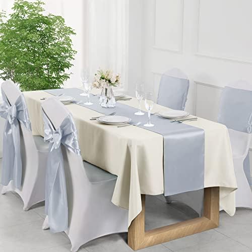 Manyshofu Grey Satin Table Runner 12x72 - 4 Pieces