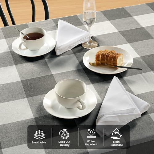 LANE LINEN 60 x 84 Inch Checkered Tablecloth Rectangle - Stain