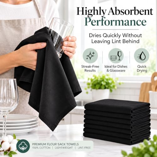 DG Collections 100% Cotton Flour Sack Towels – 12 Pack, 27x27 Inches