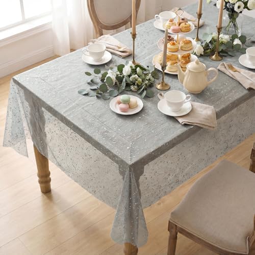 Horaldaily Grey Sliver Tablecloth 60x60 Inch Square
