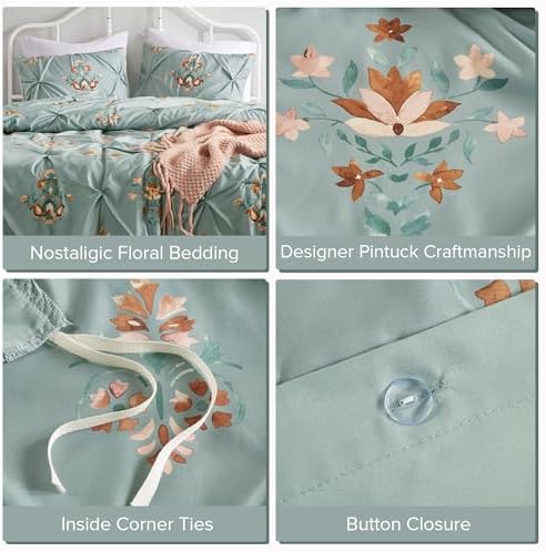 Comfort Spaces Misha Tufted Duvet Cover Set, Full/Queen, 3 Piece, Sage