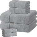 Wealuxe Light Gray Bath Towel Set of 6 - Extra Absorbent 100% Cotton