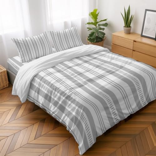 4 Pieces Duvet Cover Queen Bedding Sets Modern Minimalist Stripe for