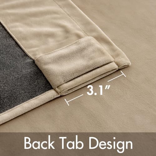 MIULEE Velvet Curtains 52x108 inches 2 Panels Cream Beige Blackout