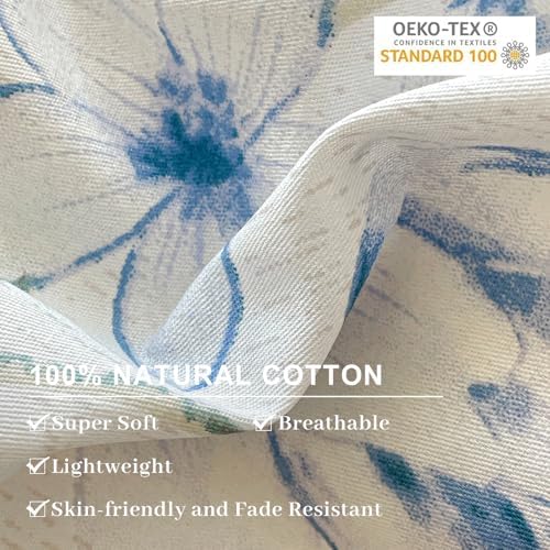 EAVD Queen Cotton Duvet Cover Chich Shabby Garden Floral Duvet Cover