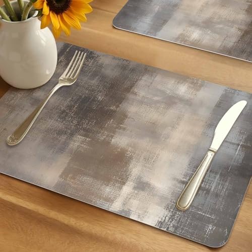 Vintage Brown Beige White Leather Placemats Set of 6,12x18