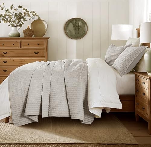Lightweight Quilted Bedspread Quilt Set, Pre-Washed Brushed