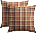 Christmas Plaid Pillow Covers 22x22 Set of 2 Burnt Orange Highly