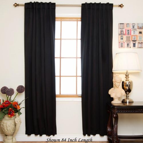 Black Rod Pocket Energy Saving Thermal Insulated Blackout Curtain