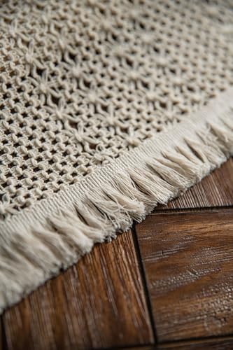 Boho Table Runner Macrame 108 Inches Long, Cotton Linen Dining Table