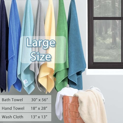 VOOVA & MOVAS Bathroom Towels, Cotton, Soft & Absorbent, Thick, Gray