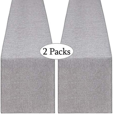 Burlap Table Runner Gray 2 Packs 12x84 Inch Rustic Boho Jute Fabric