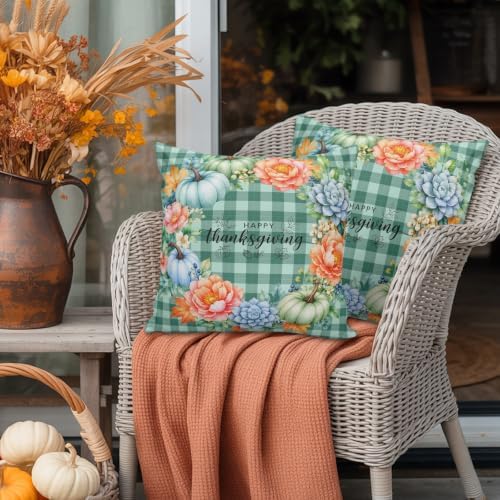Outdoor Waterproof Throw Pillow Cover Thanksgiving Pumpkin Buffalo