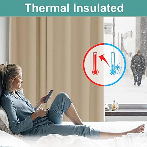 Blackout Curtains Long Set of 2 Panels Room Darkening Curtains for