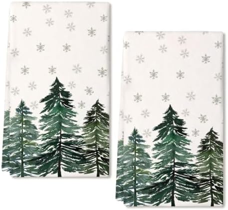 ARKENY Christmas Kitchen Towels Set of 2,Green Tree Xmas Decor