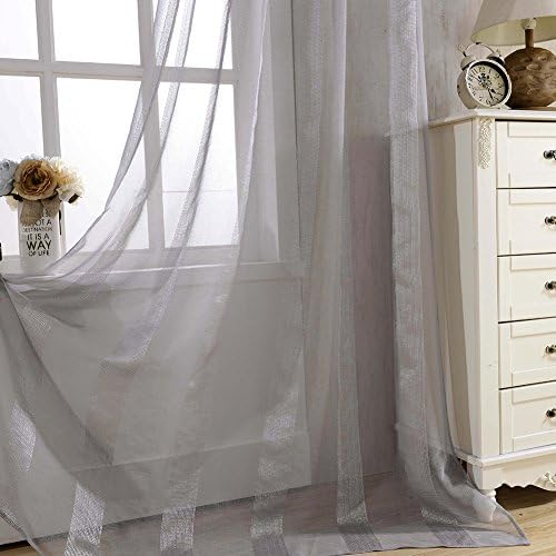 ELEOPTION 2 Piece Long Sheer Window Curtain Grommet Panels, Pure Color