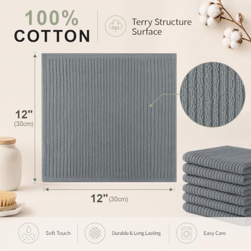 Homaxy 100% Cotton Kitchen Dish Cloths 24 Pack, 12"x12" Dish Rags