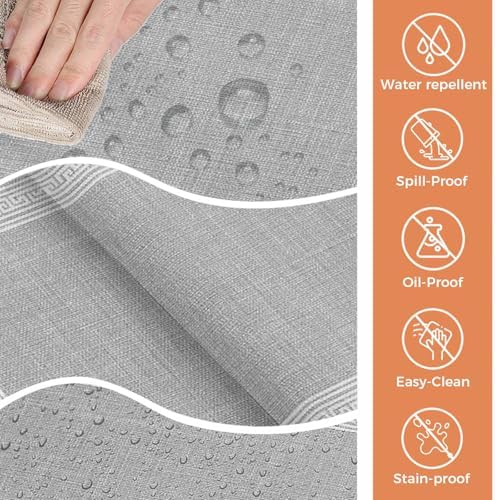 Vintage Key Pattern Grey Linen Rectangle Tablecloth 60x120