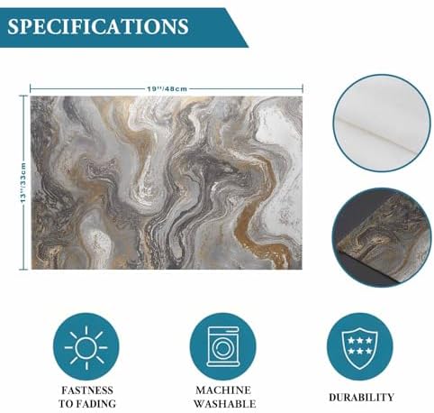 Placemats Set of 8, Gray Marble Cotton Linen Place Mats, Farmhouse