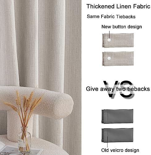 Linen Curtains 108 inch Length 2 Panels Burlap Textured 52x108 Beige