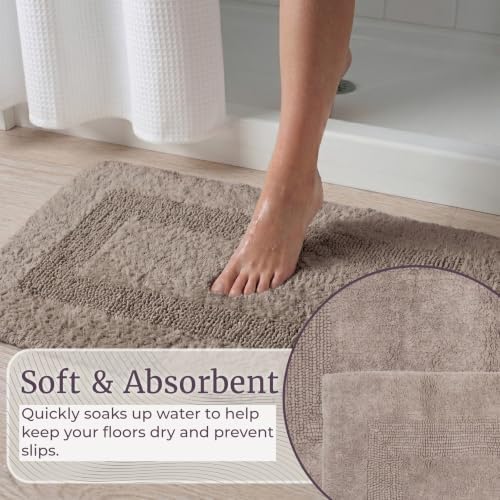Bathroom Rugs - 2-Piece Cotton Bathroom Mat Set - Machine Washable