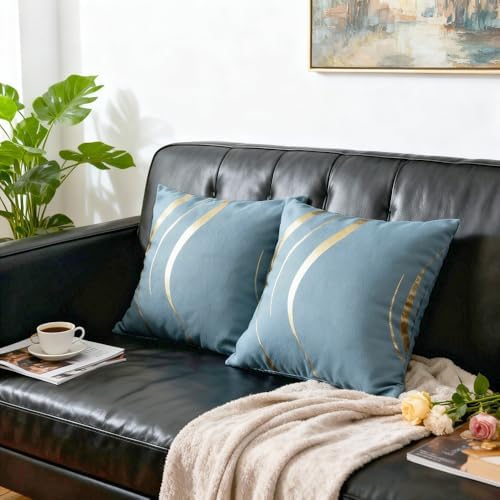 MYRU Striped Decorative Throw Pillow Case, Polyester Square Sofa