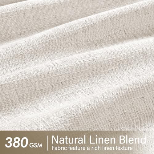 MIULEE Pinch Pleated Thick Linen Curtains 120 Inches Long 2 Panels