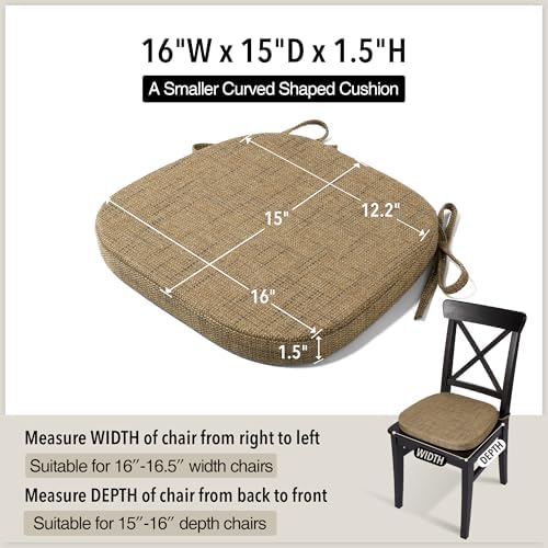 Tromlycs Dining Room Kitchen Chair Seat Cushion Pad 15x16 Inch Burlap