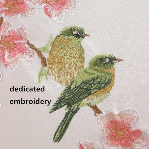 Holibeat Embroidered Flower Birds Throw Pillow Covers Spring