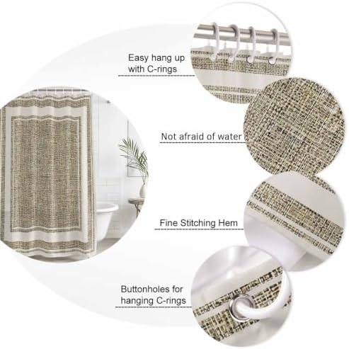 Beige Rustic Shower Curtain, Stall Bathroom Curtains for Bathtub
