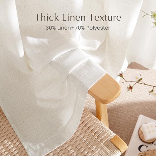 NICETOWN Vanilla Thick Linen Curtains 84 Inches Long, W55 x L84, 2
