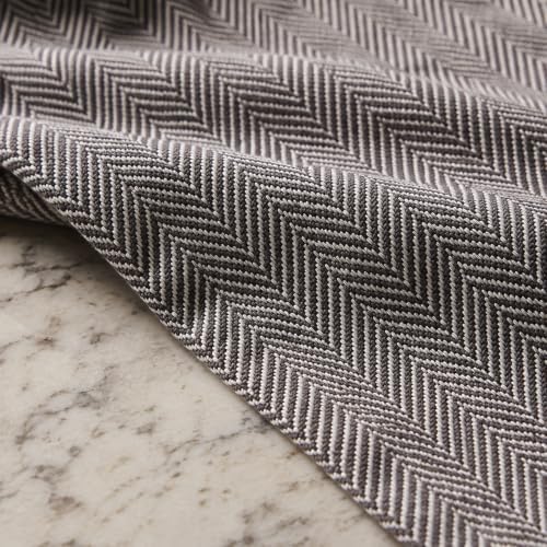 Set of 4 Cotton Herringbone Kitchen Towels, 20" X 26" Brown
