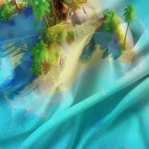 King Duvet Cover Set Soft Microfiber Tropical Islands Blue