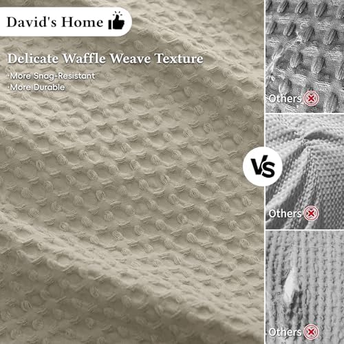 David's Home Textured Waffle Weave Duvet Cover Set, Twin Size, Taupe