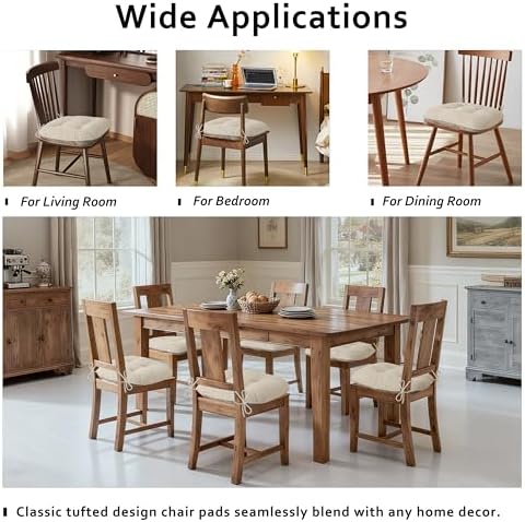 ELFJOY Dining Chair Cushions 1 Piece Non Slip 18"X18"X3" Beige