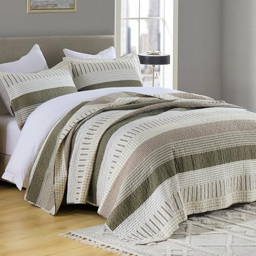 PANGUSHAN 100% Cotton Quilt Set King Size, Patchwork King Quilt