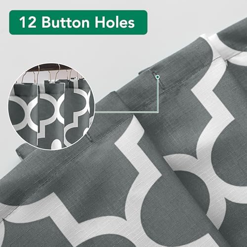 Fabric Modern Extra Long Shower Curtains for Bathroom-Dark Grey and