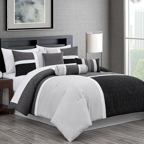 Chezmoi Collection Upland 7-Piece Quilted Patchwork Comforter Set